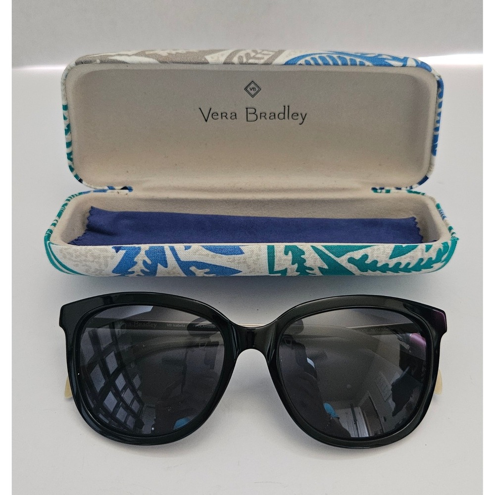 Vera Bradley Isabella Polarized Sunglasses Black Butterfly Frame with Hard Case